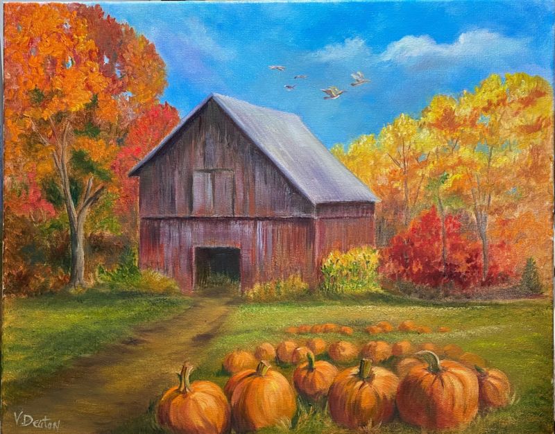 New Castle Lilac Studio – Pumpkin Patch | Oil Painting by Gini Deaton