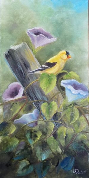 Yellow Bird On The Fence  (10" x 20")