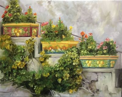 Garden Steps – Step by step – oil painting from a photo reference