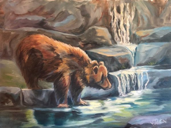 Watering Hole Bear 16" x 12"