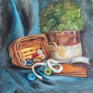 Basket of Buttons  (14" x 14")