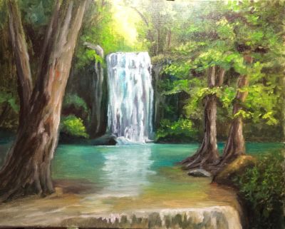 Enchanted Forest Falls Oil Painting Tutorial