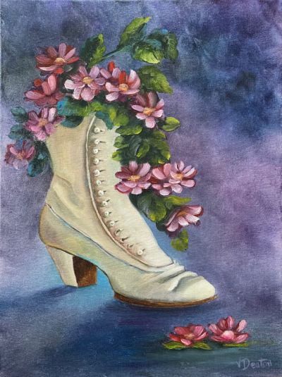 Vintage Boot Garden Oil Painting Tutorial