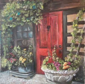 Red Door Garden (14" x 14")