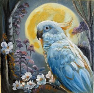Moonlit Cockatoo 14" x 14"