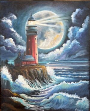 Moonlit Lighthouse 16" x 20"