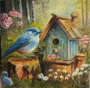 Blue Bird House (14"x14")