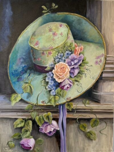 Vintage Hat with Roses (18"x 24")