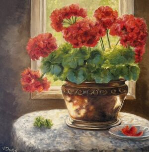 Geraniums in the Window 24" x 24"