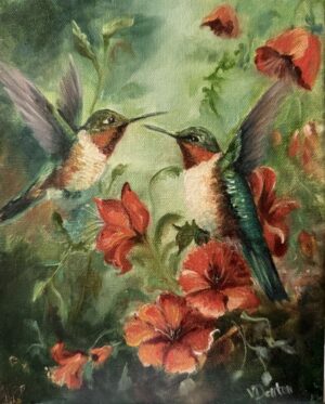 Hummingbirds in Flight 8" x 10"